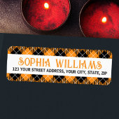 Black orange plaid Halloween return address