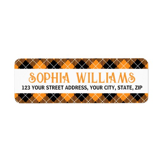 Black orange plaid Halloween return address (Vorne)
