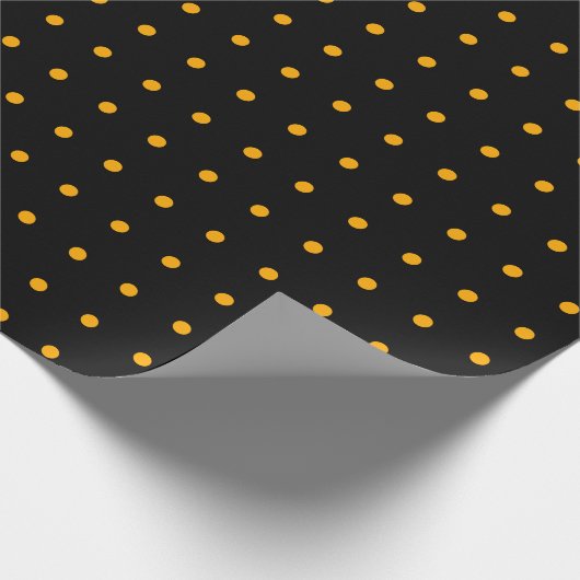 Black Orange Polka Dot Pattern Halloween Geschenkpapier (Ecke)