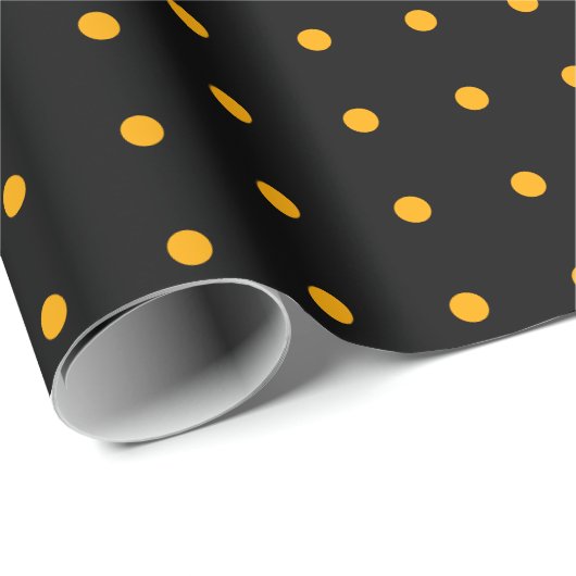 Black Orange Polka Dot Pattern Halloween Geschenkpapier (Rolleneckpunkt)