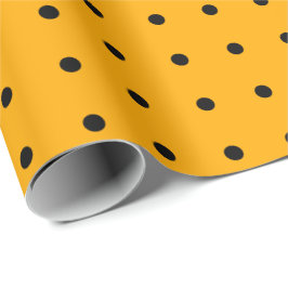 Black Orange Polka Dot Pattern Halloween Wrapping Geschenkpapier