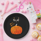 Black Orange Pumpkin Cat Spooky Niedlich Boo Hallo Pappteller (Party)
