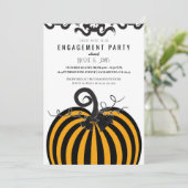 Black & Orange Pumpkin Fall Engagement Party Einladung (Stehend Vorderseite)