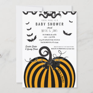 Black & Orange Pumpkin Halloween Kinderdusche Einladung