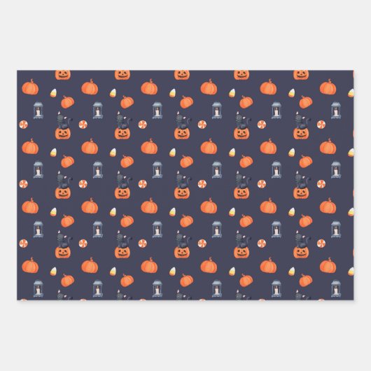 Black Orange Pumpkin Spider Grave Halloween Geschenkpapier Set (Vorderseite 2)