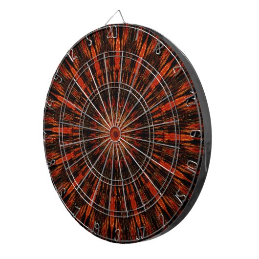 Black Orange Red Kaleidoscopic Design Dartscheibe (Vorderseite rechts)