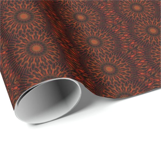 Black Orange Red Kaleidoscopic Design Geschenkpapier (Rolleneckpunkt)
