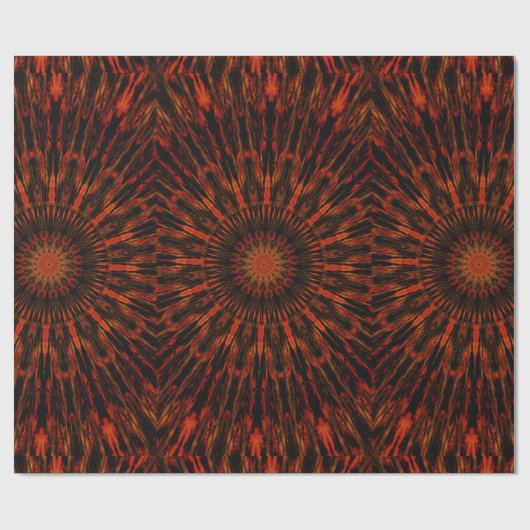 Black Orange Red Kaleidoscopic Design Geschenkpapier (Flach)