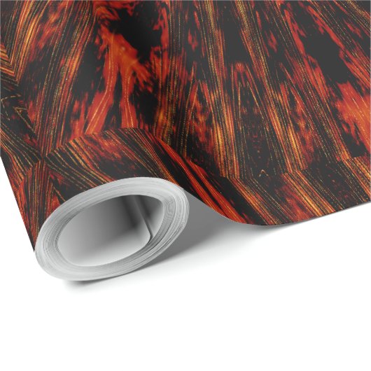 Black Orange Red Kaleidoscopic Design Geschenkpapier (Rolleneckpunkt)