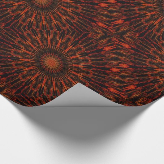 Black Orange Red Kaleidoscopic Design Geschenkpapier (Ecke)