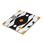 Black Orange Retro Mod Geometric Fliese (Seite)
