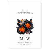 Black Orange Rose Gothic Wedding Party Tischnummer (Rückseite)