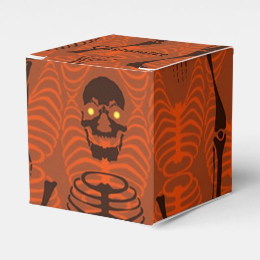 Black & Orange Skeletts Halloween Cube Favor Box Geschenkschachtel (Vorderseite)
