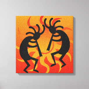 Black Orange Southwestern Kokopelli Leinwanddruck