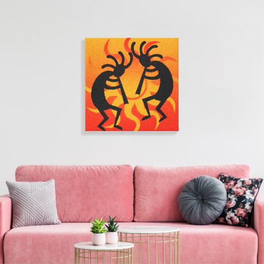 Black Orange Southwestern Kokopelli Leinwanddruck (Insitu (Wohnzimmer))