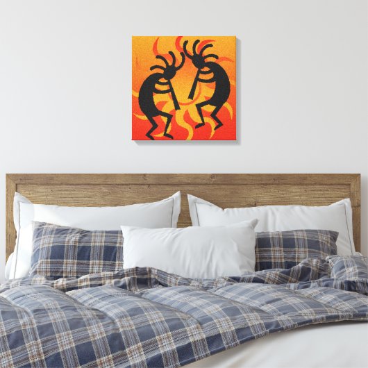 Black Orange Southwestern Kokopelli Leinwanddruck (Insitu (Schlafzimmer))