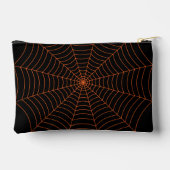 Black orange spider web Halloween pattern Zubehörtasche (Rückseite)