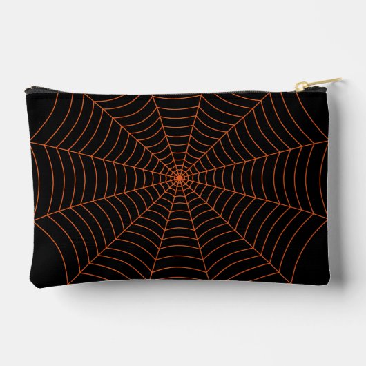 Black orange spider web Halloween pattern Zubehörtasche (Rückseite)