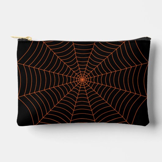 Black orange spider web Halloween pattern Zubehörtasche (Vorderseite)