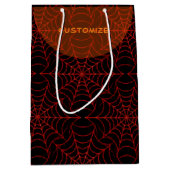 Black & Orange Spider Web Muster Geschenktasche Mittlere Geschenktüte (Vorderseite)