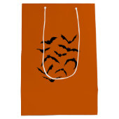 Black Orange Spooky Bats Spider Happy Halloween Mittlere Geschenktüte (Rückseite)