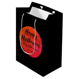 Black Orange Spooky Full Moon Happy Halloween Mittlere Geschenktüte