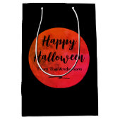 Black Orange Spooky Full Moon Happy Halloween Mittlere Geschenktüte (Vorderseite)