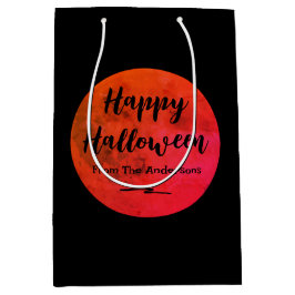 Black Orange Spooky Full Moon Happy Halloween Mittlere Geschenktüte