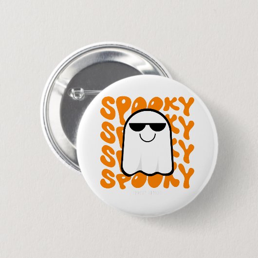 Black Orange Spooky Halloween Button (Vorne & Hinten)