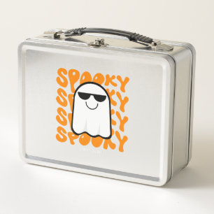 Black Orange Spooky Halloween Metall Brotdose
