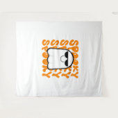 Black Orange Spooky Halloween Wandteppich (Vorderseite (Horizontal))