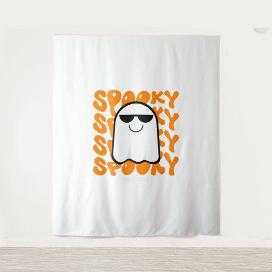 Black Orange Spooky Halloween Wandteppich (Vorderseite)