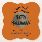 Black Orange Spooky Typografie Happy Halloween Untersetzer (Vorderseite)