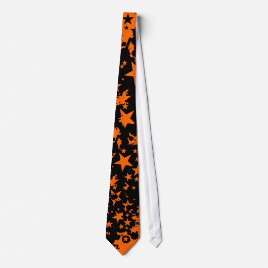 Black & Orange Star Neck Tie Krawatte (Vorderseite)