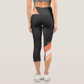Black, Orange Stripes on one leg Capri Leggings (Rückseite)