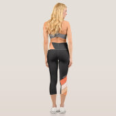 Black, Orange Stripes on one leg Capri Leggings (Rückseite)