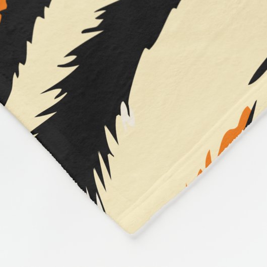 Black Orange Tiger Stripes Pattern Monogram Fleecedecke (Ecke)