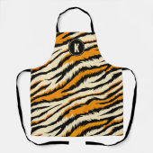 Black Orange Tiger Stripes Pattern Monogram Schürze (Vorderseite)