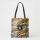 Black Orange Tiger Stripes Pattern Monogram Tasche (Vorderseite)