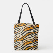 Black Orange Tiger Stripes Pattern Monogram Tasche (Rückseite)