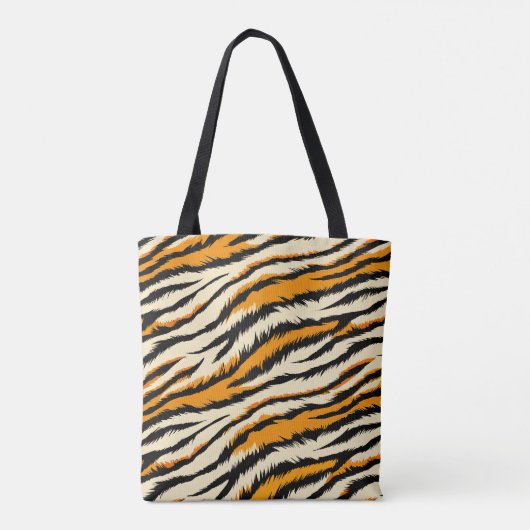 Black Orange Tiger Stripes Pattern Monogram Tasche (Rückseite)
