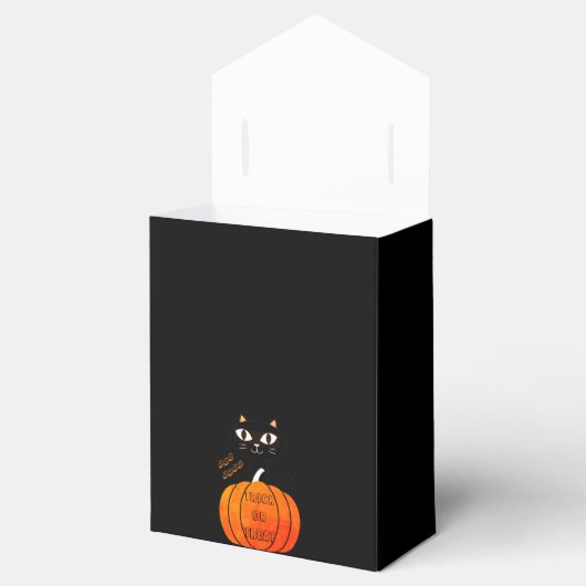 Black Orange Trick oder Treat Cat Pumpkin Hallowee Geschenkschachtel (Geöffnet)