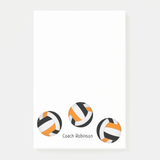 Black Orange Volleyball Notizblock seinen Namen (Vorderseite)