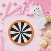 Black Orange White Halloween Sunburst Pappteller (Party)
