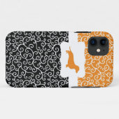 Black&Orange Wirbel w/Dachshund Case-Mate iPhone Hülle (Rückseite (Horizontal))