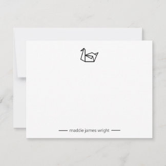 Black Origami Paper Swan Crane Stationery Mitteilungskarte
