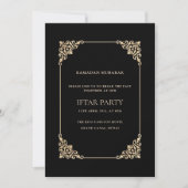 Black Ornate Baroque Gold Script Iftar Party Einladung (Vorderseite)