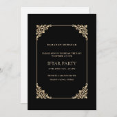Black Ornate Baroque Gold Script Iftar Party Einladung (Vorne/Hinten)