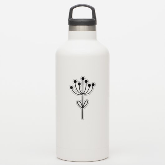 Black Outline Floral Design Transparent Custom Cut Aufkleber (Wassserflasche)