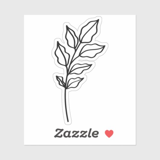 black outline Leaf Glossy White Vinyl Aufkleber (Blatt)